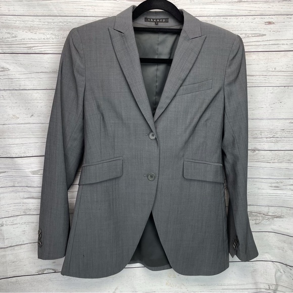 🍁 Theory 100% Wool, Lined Blazer Button Up Jacket Coat sz 6 - Picture 1 of 10